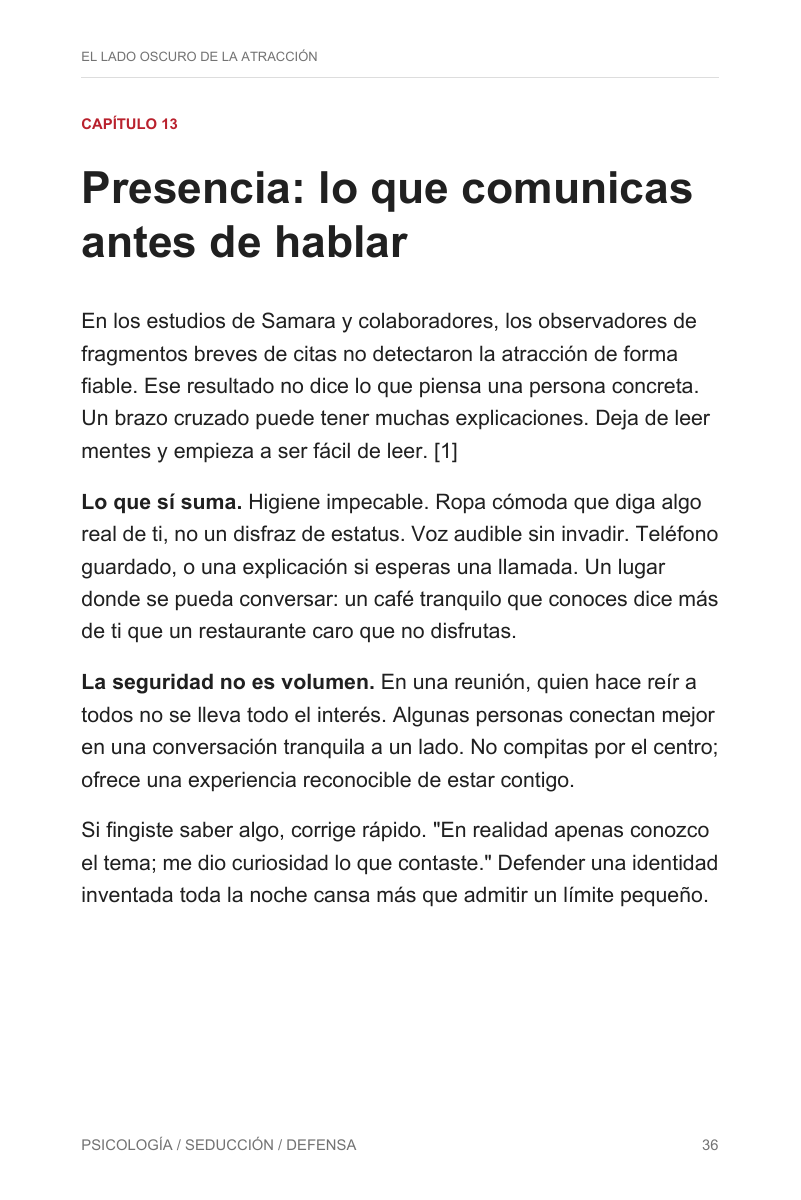 Página real del e-book: Presencia, lo que comunicas antes de hablar